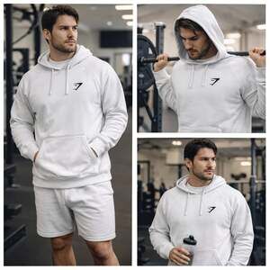Gymshark Training Hoodie White Pullover Sweatshirt Athletic XL Mens